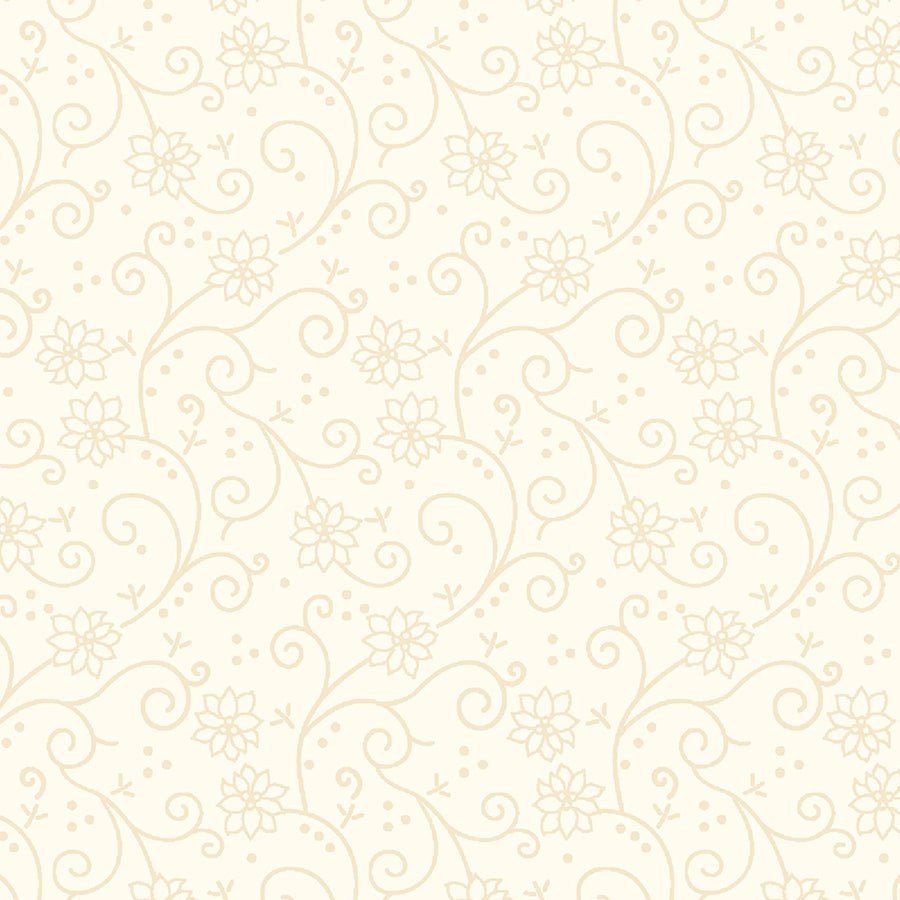 108" Quilt Backs Peppermint & Pine Swirly Poinsettia Cream from Marcus 3 YARD CUT by Marcus Fabrics