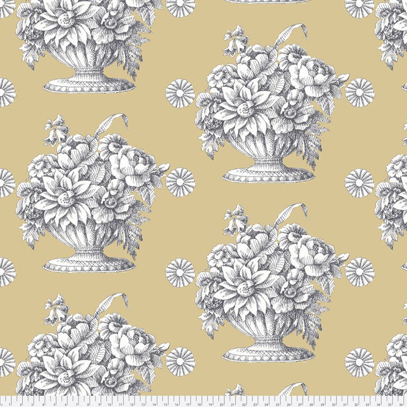 108" Wide Cotton Sateen Quilt Backing Kaffe Fassett Stone Flower Beige 3 YARD CUT - Free Spirit from Fort Worth Fabric Studio