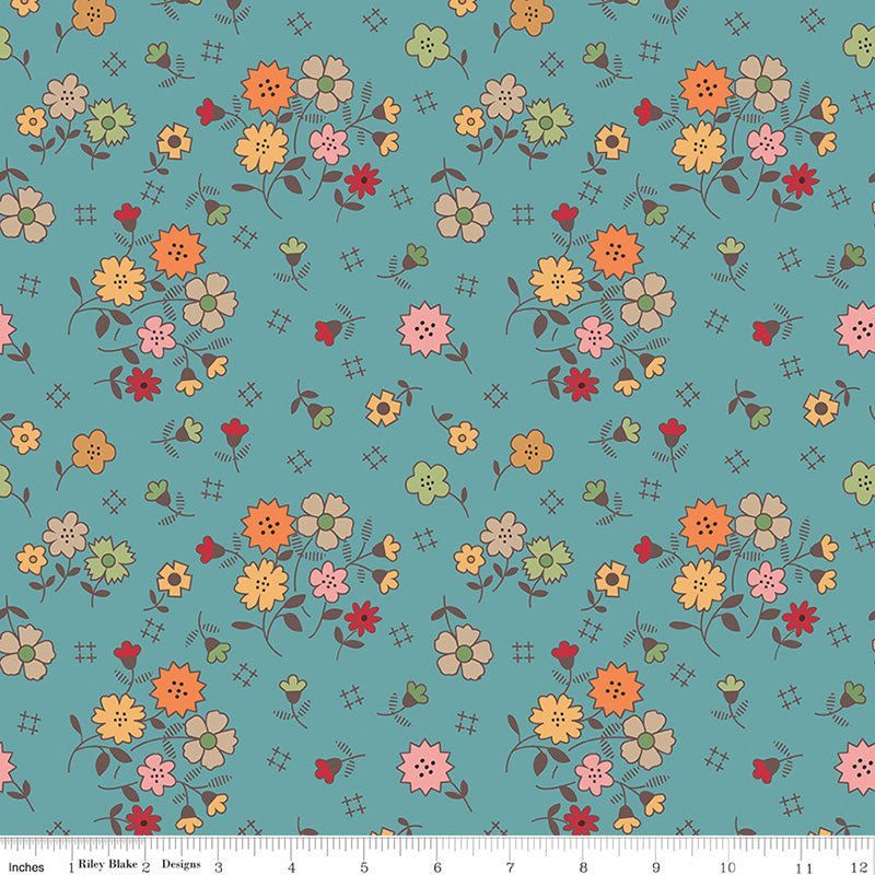 108" Wide Quilt Backing Autumn Floral Raindrop from Riley Blake 3 YARD CUT by Riley Blake