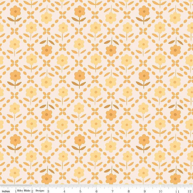 108" Wide Quilt Backing Bee Plaids Zinnias Marigold from Riley Blake 3 YARD CUT by Riley Blake