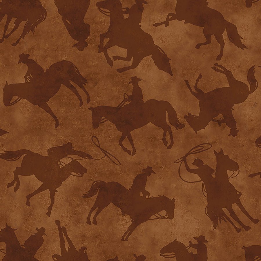 108" Wide Quilt Backing Yellowstone Cowboys Saddle Brown 3 YARD CUT by Benartex
