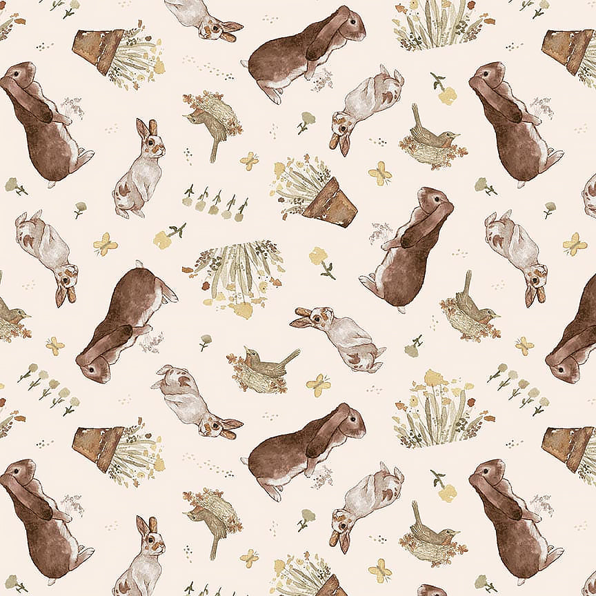 Henry Glass You Are My Sunshine Bunny Toss Cream 1 Yard Cut