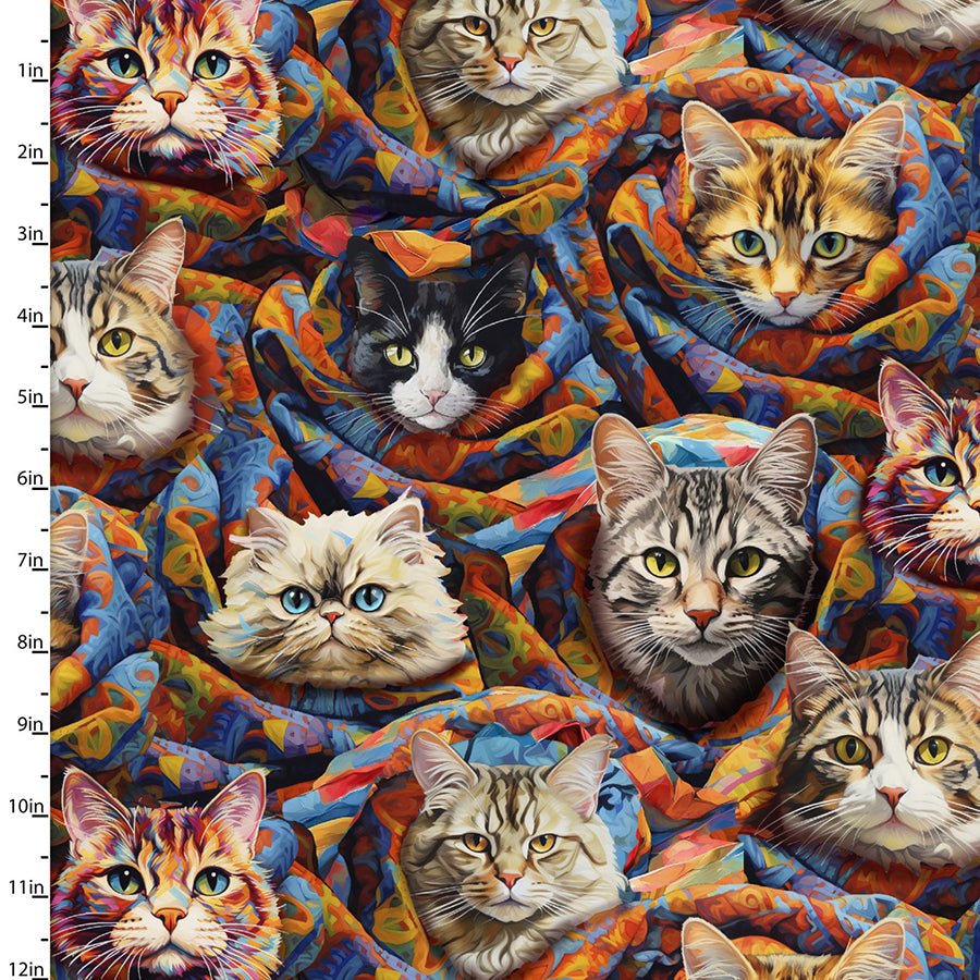 3 Wishes Purrfectly Playful Purr - Ito Multi 1 Yard Cut by 3 Wishes Fabric