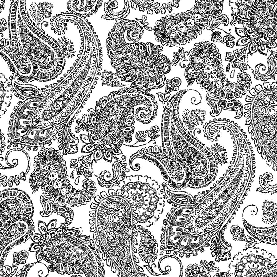 118" Wide Quilt Backing Parkside Paisley Black & White from Henry Glass 3 YARD CUT