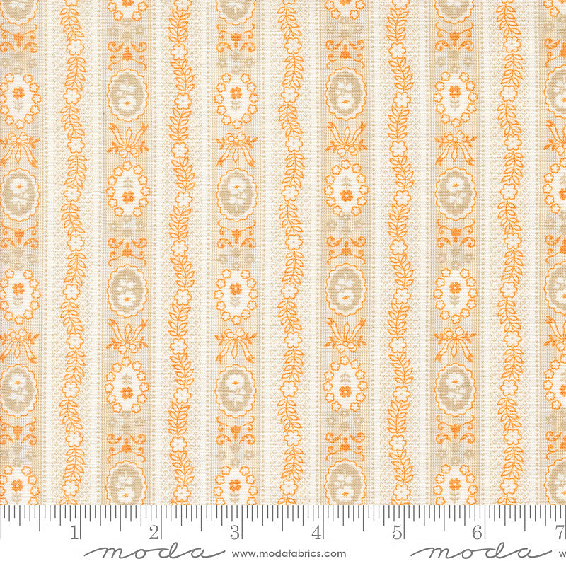 Moda Agatha Road Floral Stripes Ghost Multi 1 Yard Cut