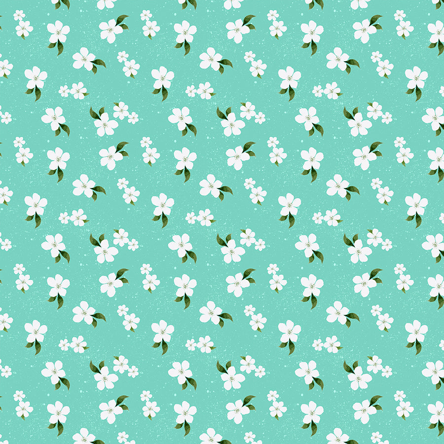 Wilmington Sunlit Serenade Small Floral Teal 1 Yard Cut
