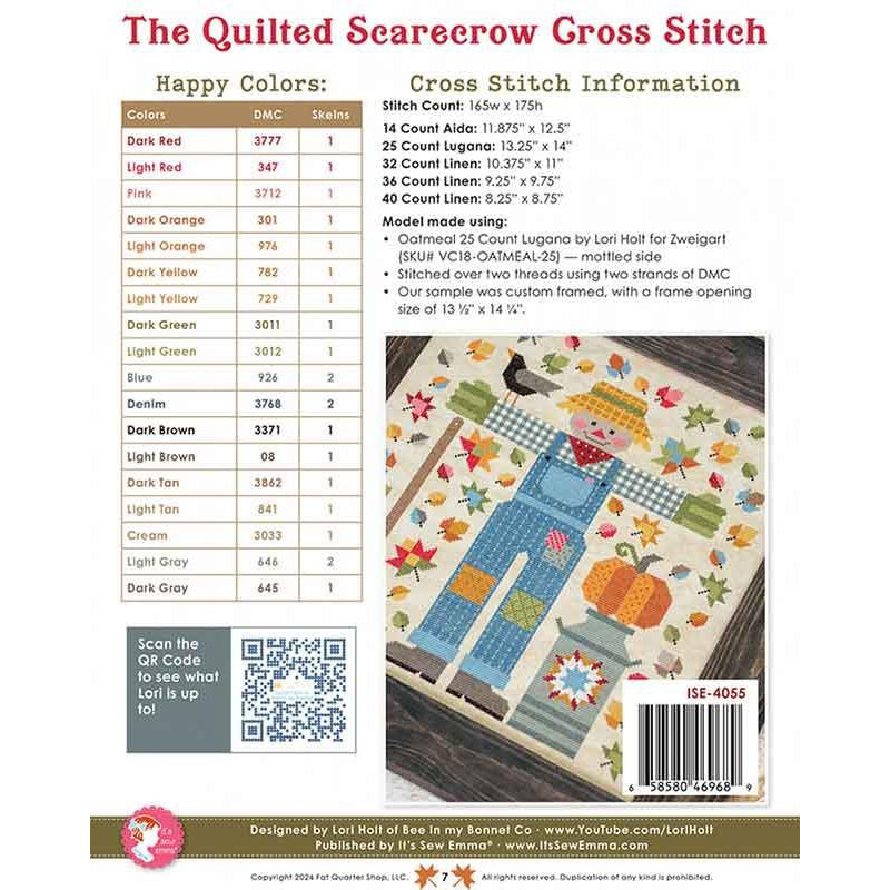 The Quilted Scarecrow Cross Stitch Pattern by It's Sew Emma