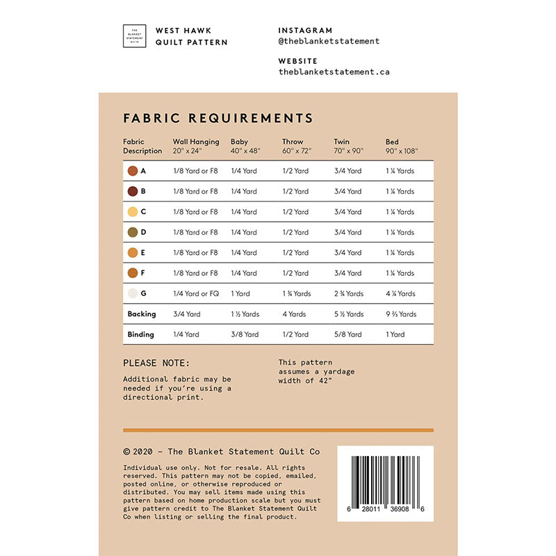 West Hawk Quilt Pattern by The Blanket Statement Quilt Co.