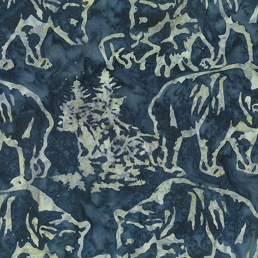 Banyan Batiks Scenic Settings Batiks Bear Indigo 1 Yard Cut by Banyan Batiks