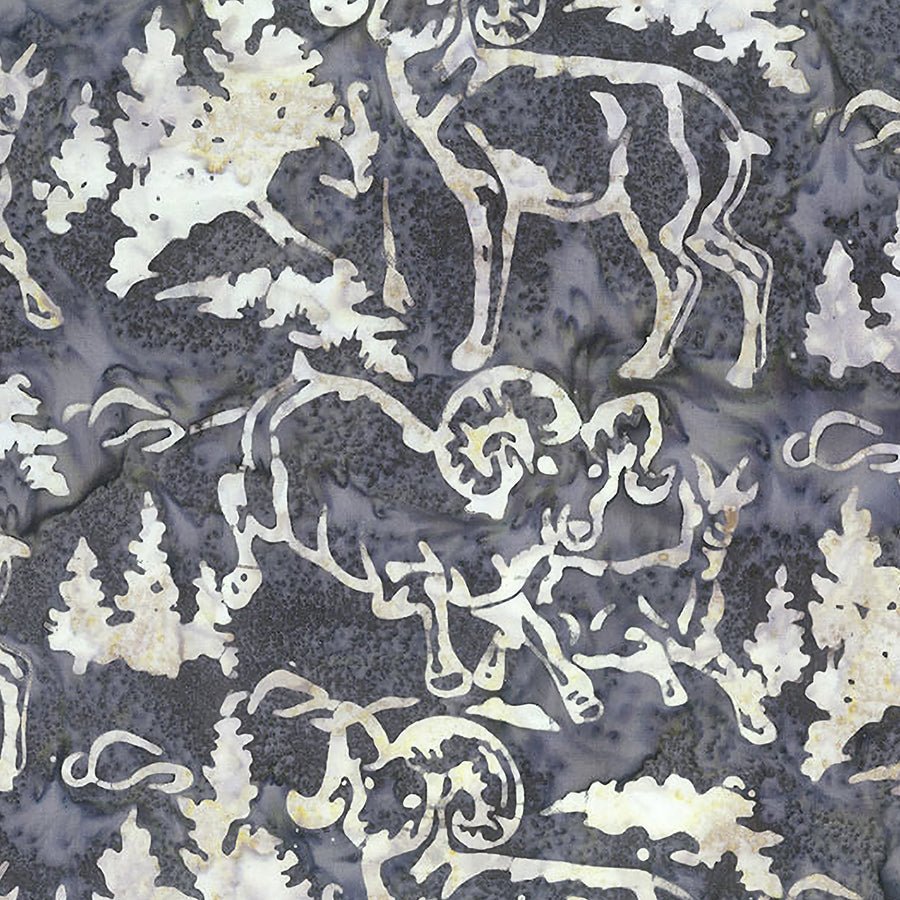 Banyan Batiks Scenic Settings Ram Silver Chrome 1 Yard Cut - Banyan Batiks from Fort Worth Fabric Studio