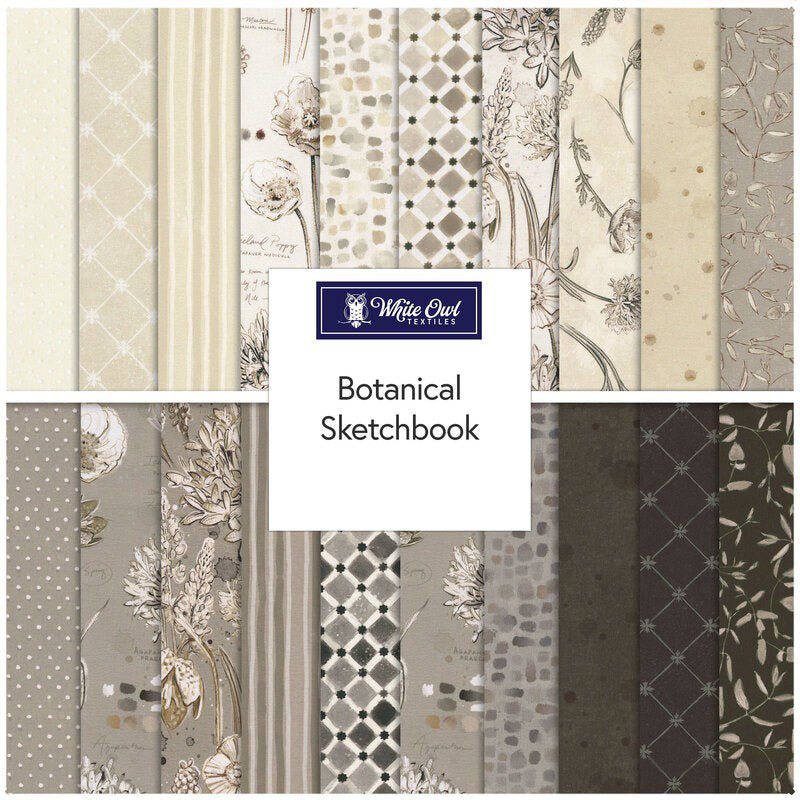 Botanical Sketchbook 10" Squares by White Owl Textiles