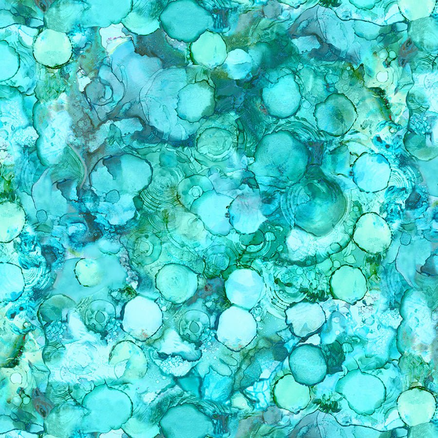 Clothworks Alcohol Inks II Drops Turquoise 1 Yard Cut by Clothworks