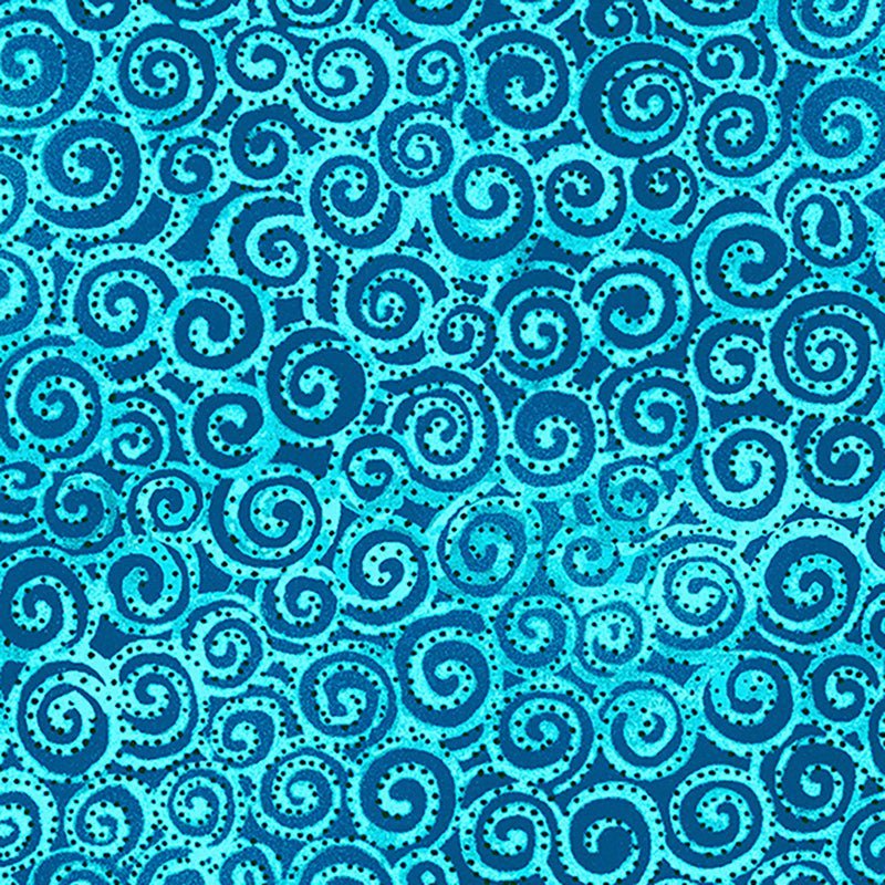 Clothworks Laurel Burch Basic Swirl Aqua 1 Yard Cut by Clothworks
