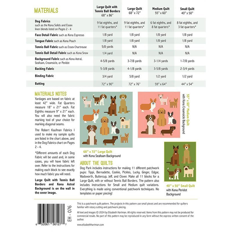 Dog Park Quilt Pattern by Elizabeth Hartman by Elizabeth Hartman