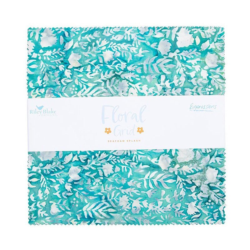 Expressions Batiks Floral Grid Seafoam Splash 10" Stacker from Riley Blake by Riley Blake