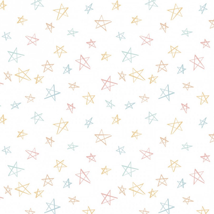 Henry Glass Boho Buddies Stars White 1 Yard Cut by Henry Glass