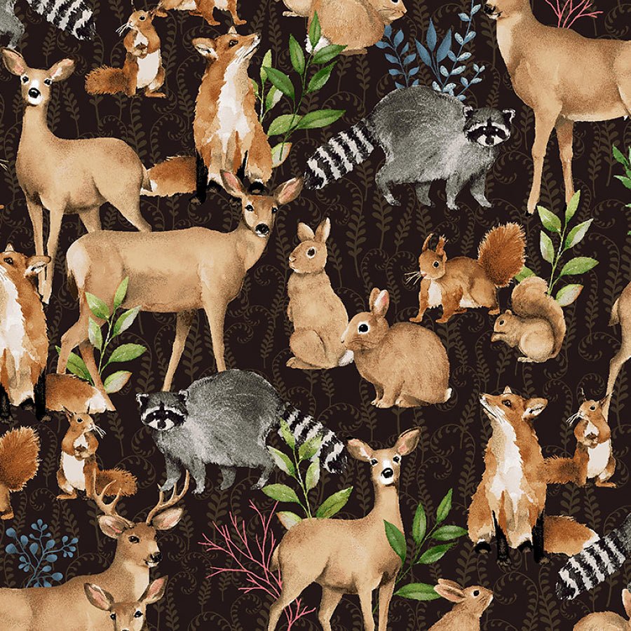 Henry Glass Forest Floor Animal Allover Multi 1 Yard Cut by Henry Glass