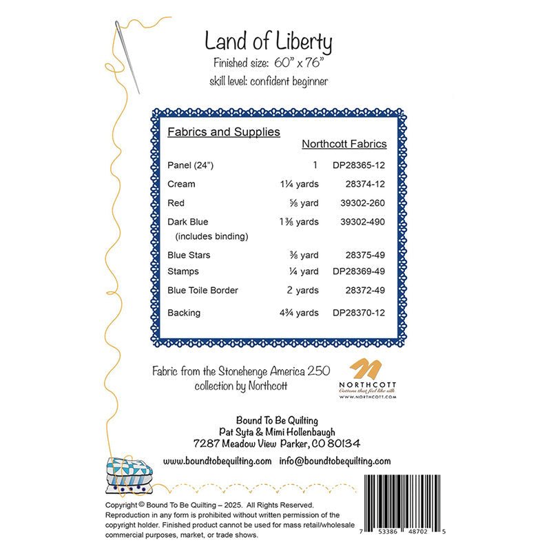 Land of Liberty Quilt Pattern by Bound to be Quilting by Bound To Be Quilting