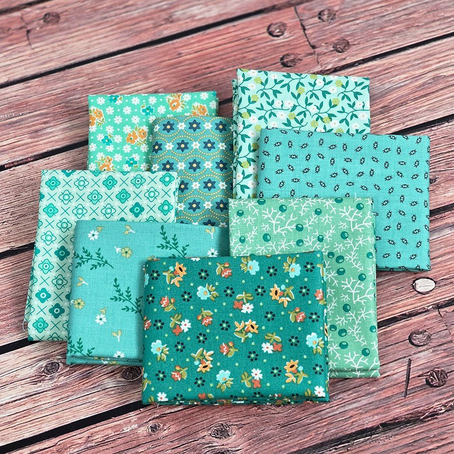 Lori Holt Songbird Stitches Aqua Fat Quarter Bundle – FWFS Exclusive by Fort Worth Fabric Studio