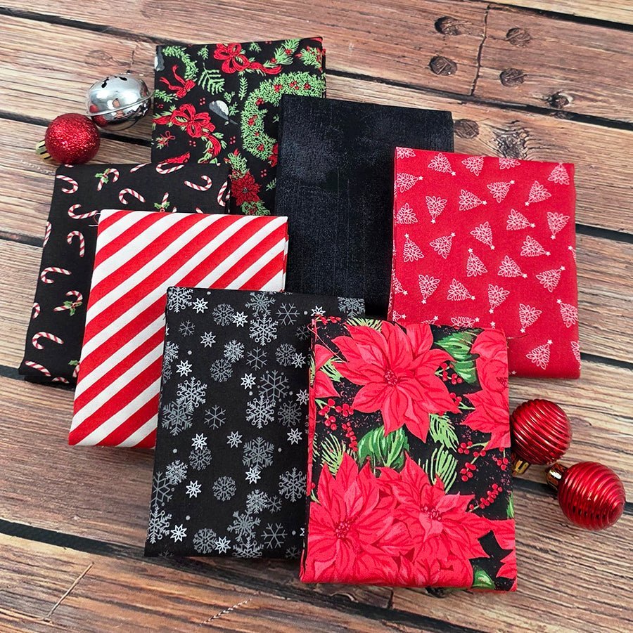 Midnight Noel – FWFS Exclusive 7 Piece Fat Quarter Bundle by Fort Worth Fabric Studio