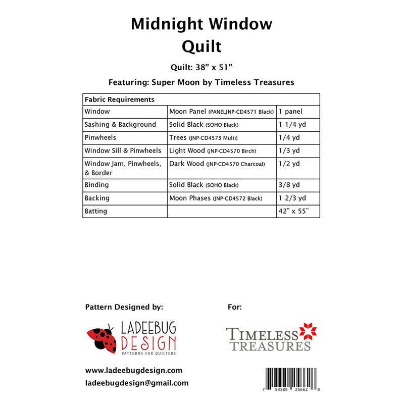 Midnight Window Quilt Pattern by Ladeebug Design - Timeless Treasures from Fort Worth Fabric Studio