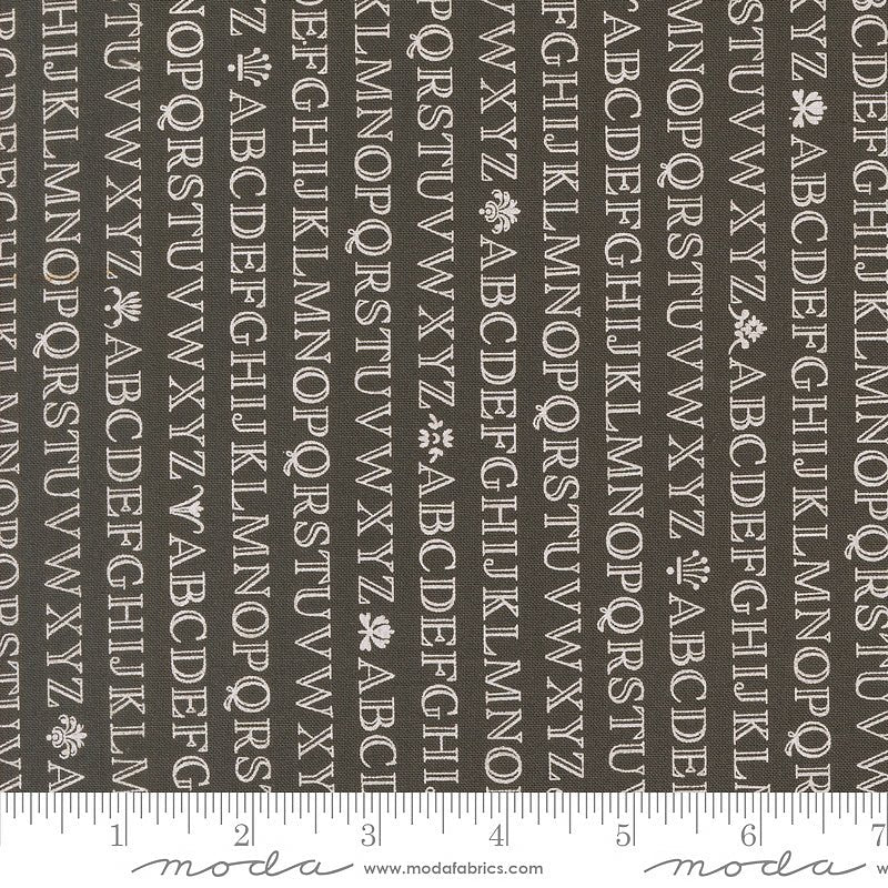 Moda Agatha Road Text & Words Midnight 1 Yard Cut - Moda from Fort Worth Fabric Studio