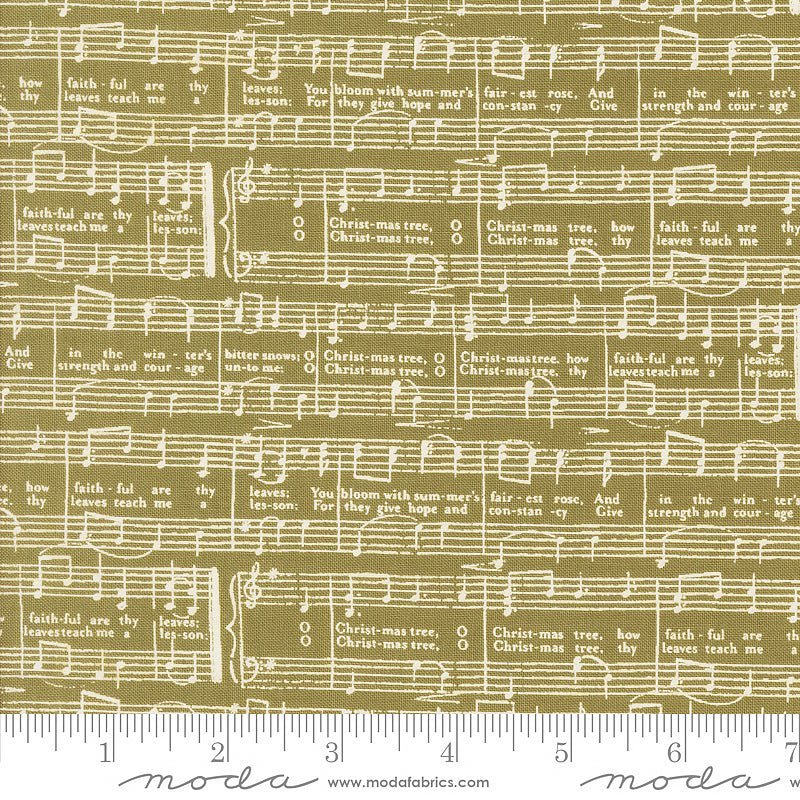 Moda Berry & Pine Music Notes Sage 1 Yard Cut by Moda