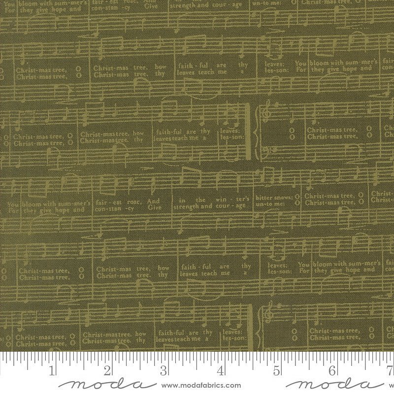 Moda Berry & Pine Music Notes Wintergreen 1 Yard Cut by Moda