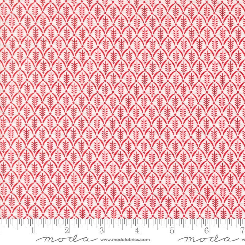 Moda Buon Natale Evergreen Blenders Snowflake Pomegranate 1 Yard Cut by Moda