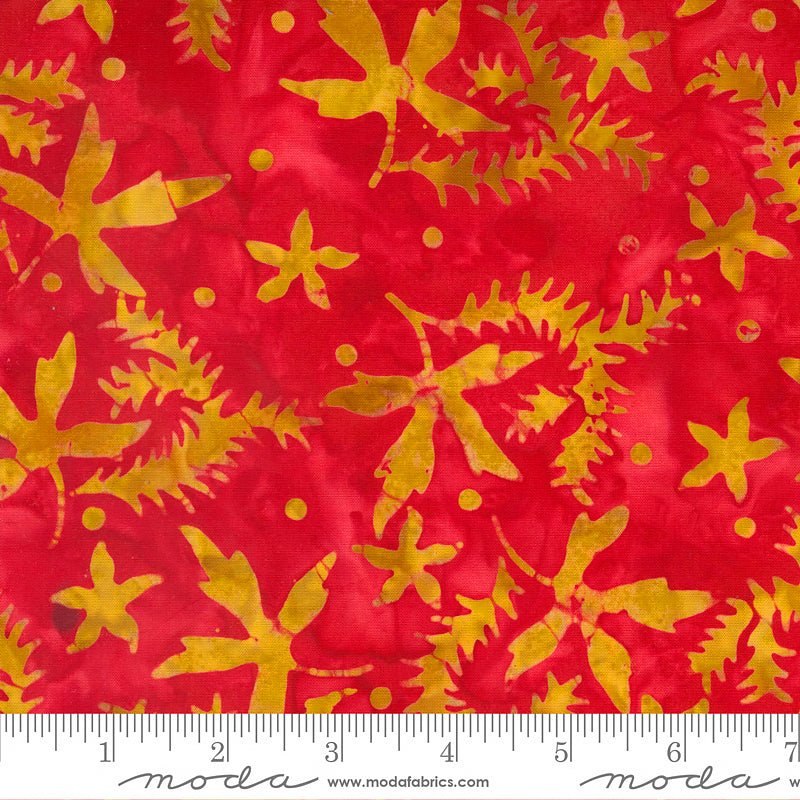 Moda Chroma Batiks Leaves Cherry 1 Yard Cut by Moda