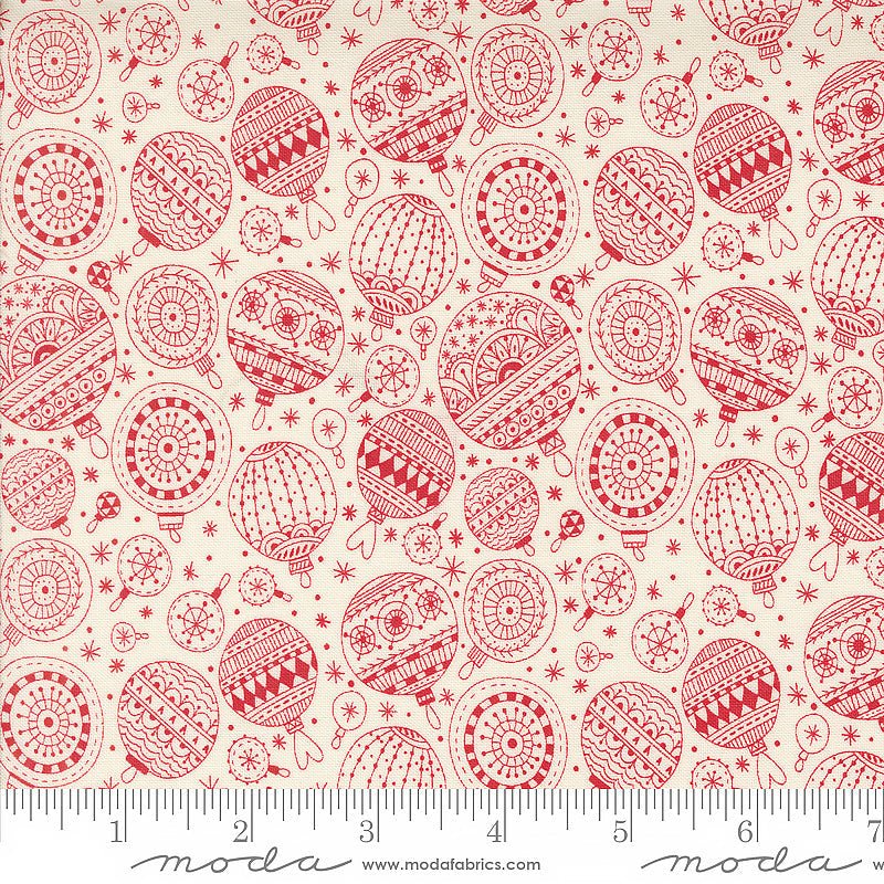 Moda Emmitt & Ivy Spruce Ornaments Red 1 Yard Cut by Moda