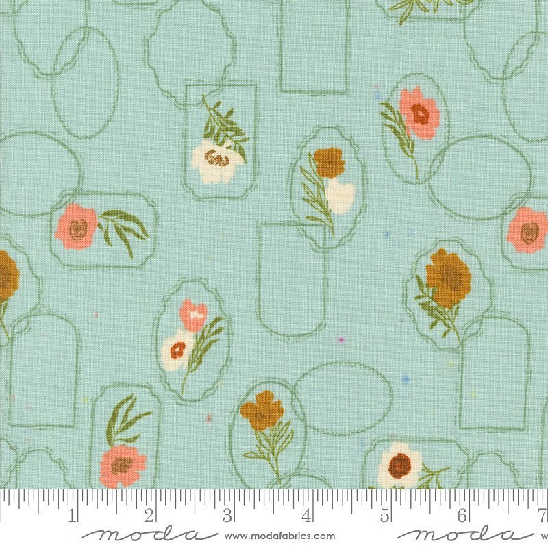 Moda Foraged, Found, & Hand Me Down Cameo Florals Mist 1 Yard Cut by Moda