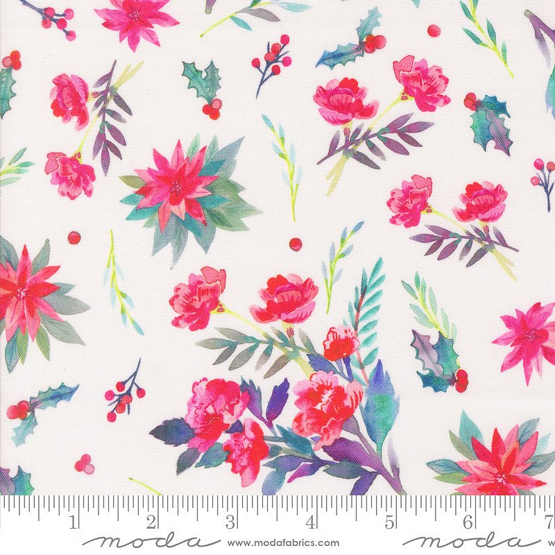 Moda Love & Cheer Bouquet Florals Snowflake 1 Yard Cut by Moda