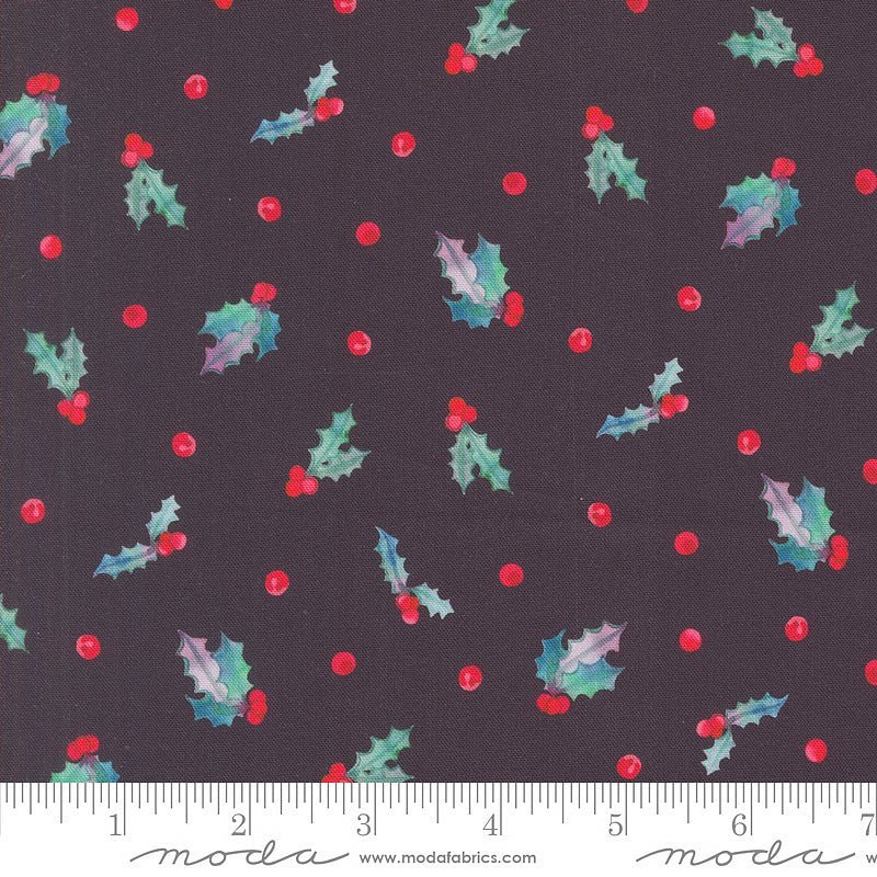 Moda Love & Cheer Holly Berries Coal 1 Yard Cut by Moda