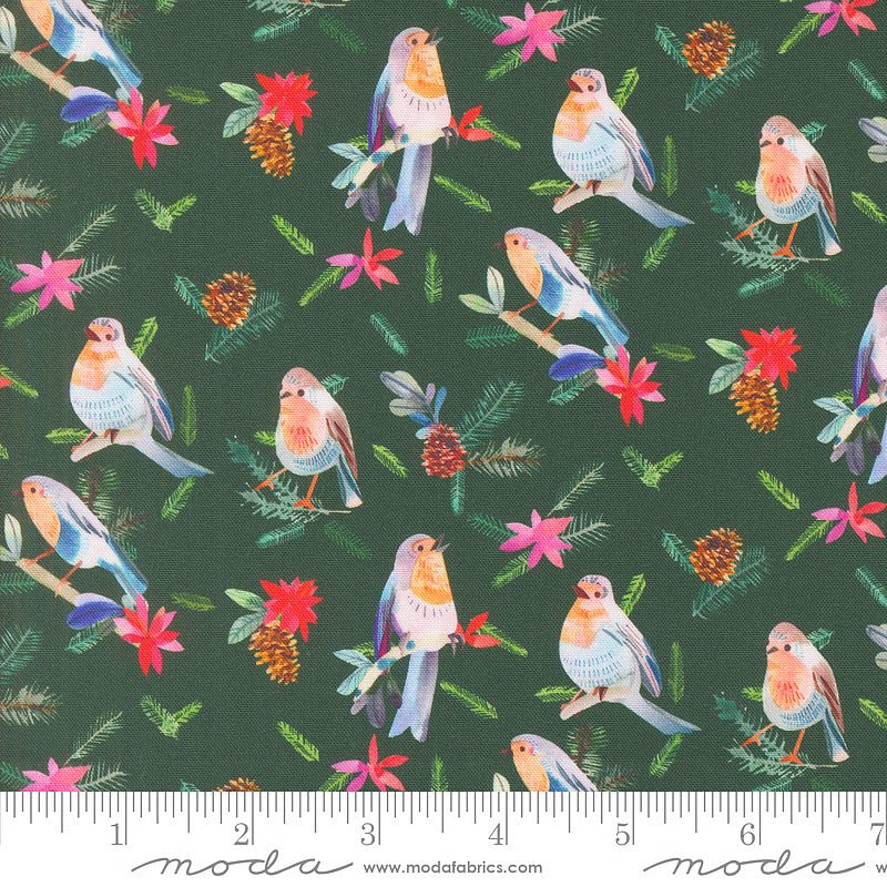 Moda Love & Cheer Robins & Pinecones Evergreen FULL BOLT Special by Moda
