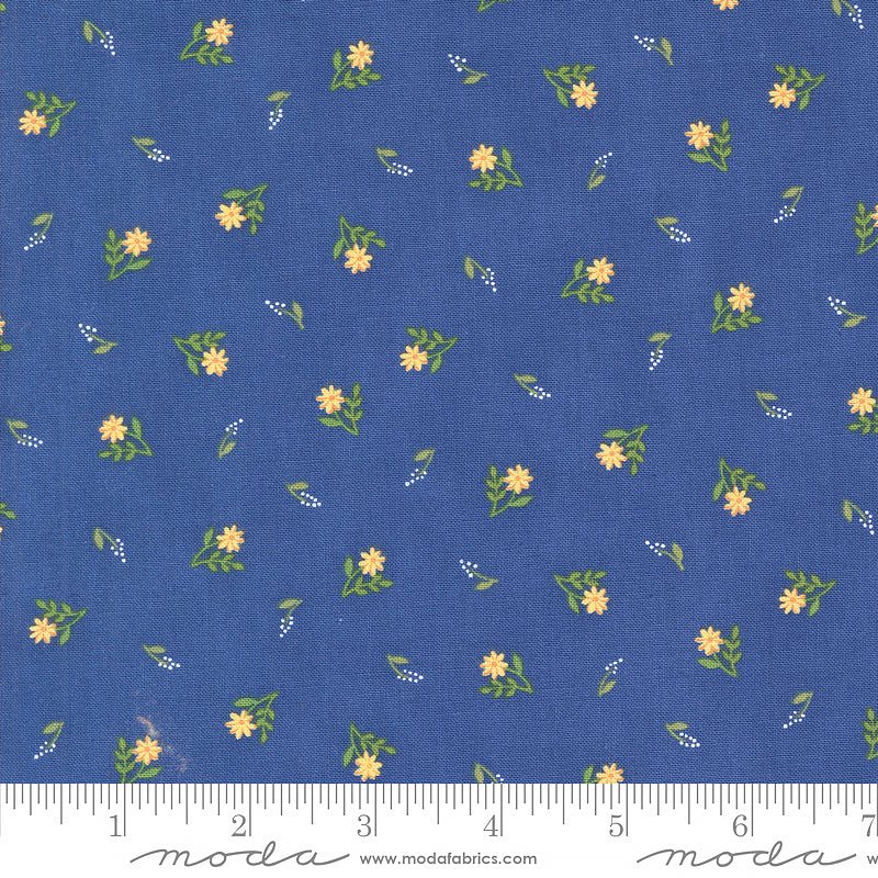 Moda On Lake Time Ditsy Flowers Deep Water 1 Yard Cut - Moda from Fort Worth Fabric Studio