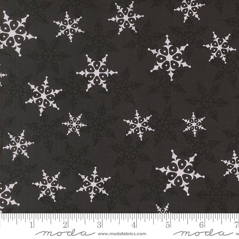 Moda Winter Friends Falling Snow Charcoal Black 1 Yard Cut by Moda