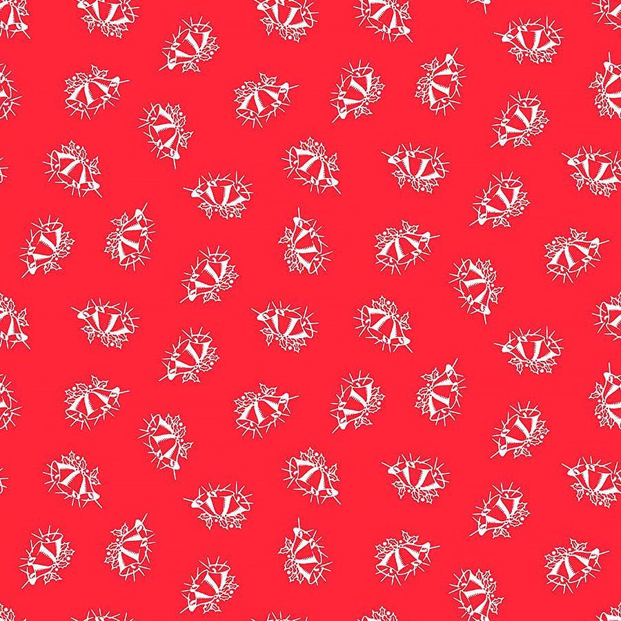 Northcott Home for the Holidays Christmas Bells Red 1 Yard Cut by Northcott