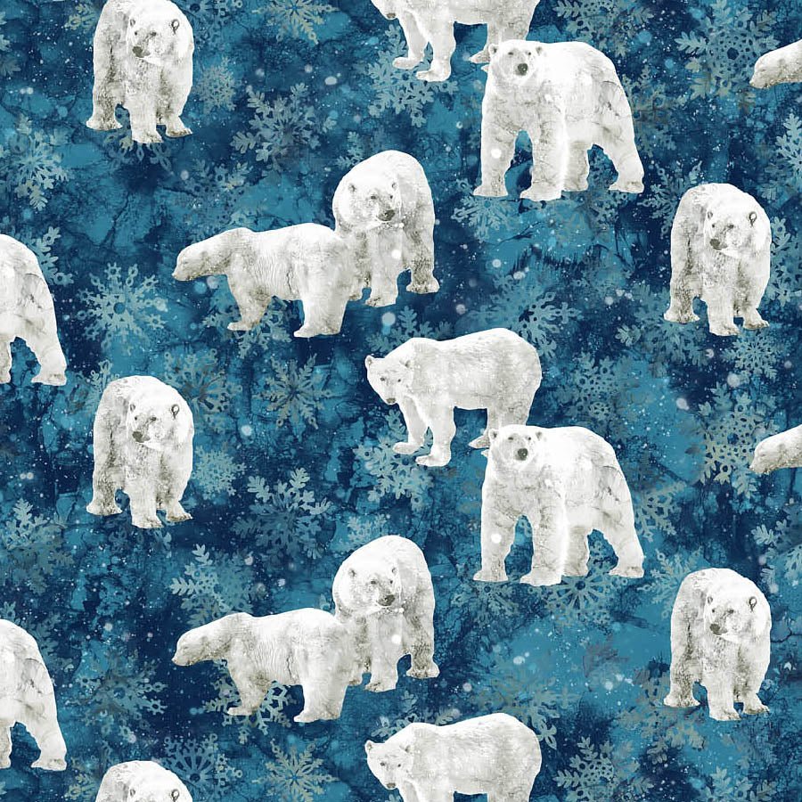 Northcott Tundra Crossing Polar Bears Navy 1 Yard Cut by Northcott