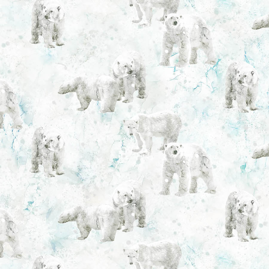 Northcott Tundra Crossing Polar Bears White 1 Yard Cut by Northcott
