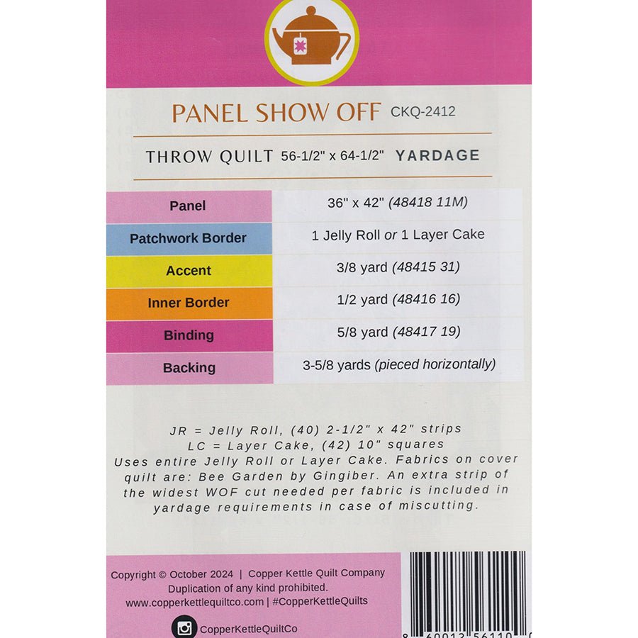 Panel Show Off Quilt Pattern by Copper Kettle Quilts - Copper Kettle Quilts from Fort Worth Fabric Studio