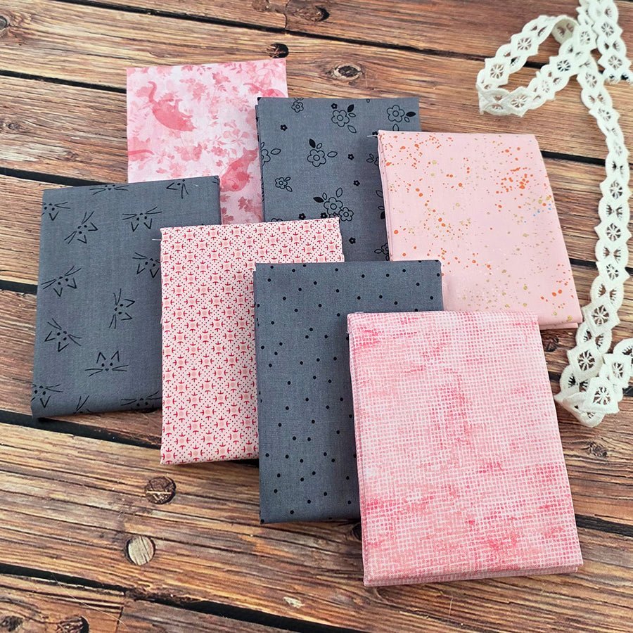 Pink Cat Society – FWFS Exclusive 7 Piece Fat Quarter Bundle by Fort Worth Fabric Studio