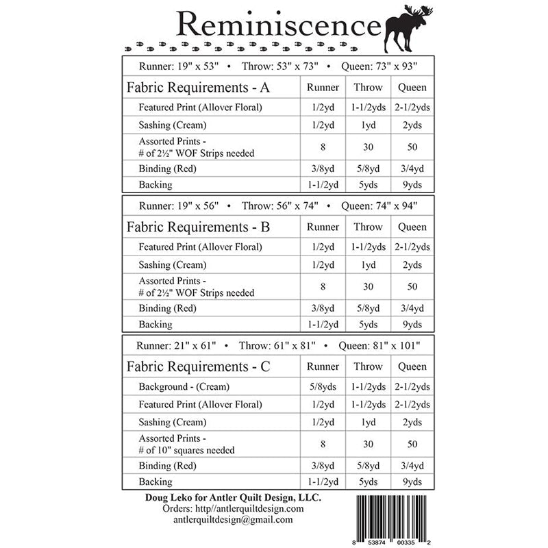 Reminiscence Quilt Pattern by Antler Quilt Design by Antler Quilt Design