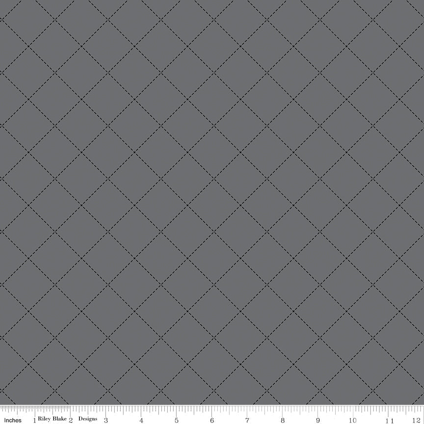 Riley Blake Blackout Stitch Gray 1 Yard Cut by Riley Blake