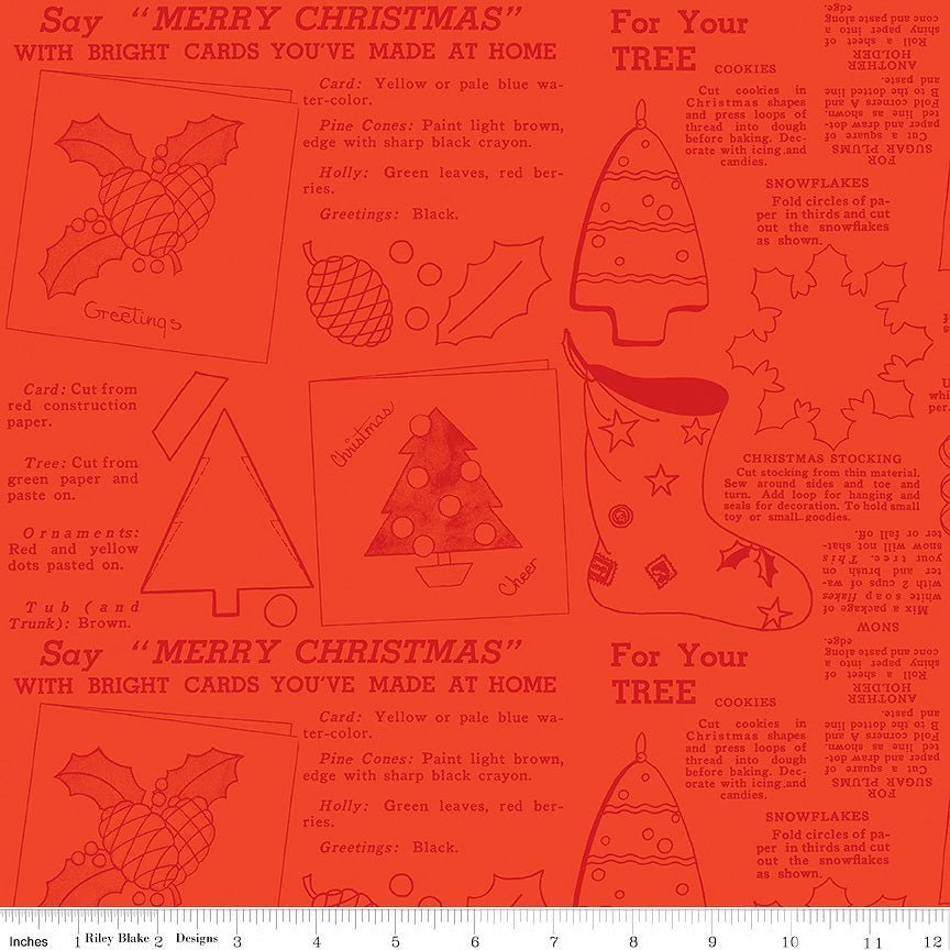 Riley Blake Classic Christmas Handmade Red 1 Yard Cut by Riley Blake