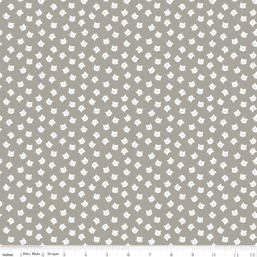 Riley Blake Costume Maker's Act II Scaredy Cat Buttons Gray 1 Yard Cut by Riley Blake