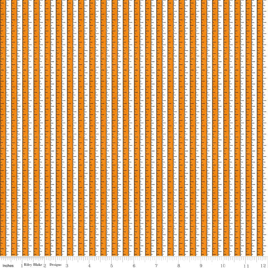 Riley Blake Costume Maker's Act II Tape Measure Orange 1 Yard Cut by Riley Blake