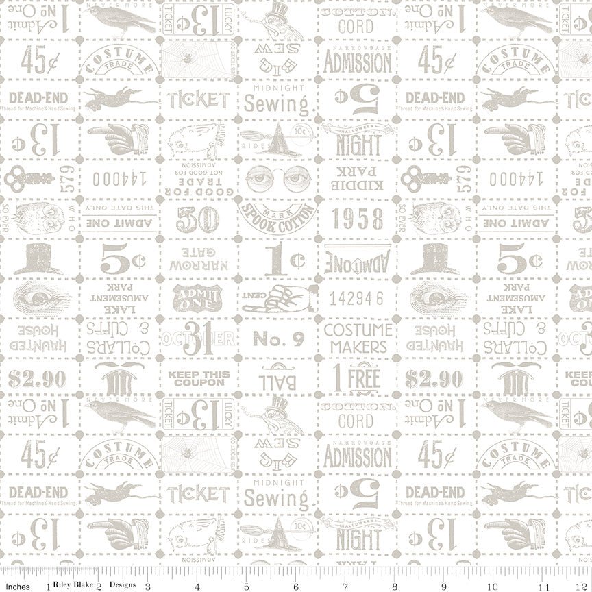 Riley Blake Costume Maker's Act II Ticket Grid White 1 Yard Cut by Riley Blake