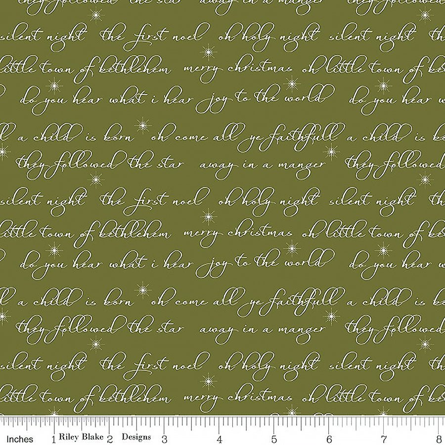 Riley Blake Glisten Text Green 1 Yard Cut by Riley Blake