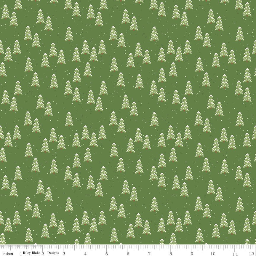 Riley Blake More Christmas Wishes Pines Green 1 Yard Cut by Riley Blake